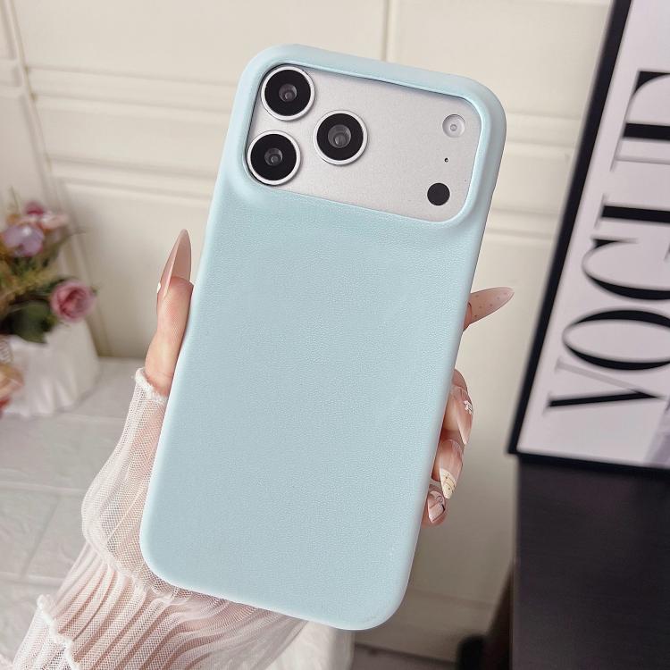For iPhone 17 Pro Matte Velvet Finish PC + Vegan Leather Phone Case(Blue)