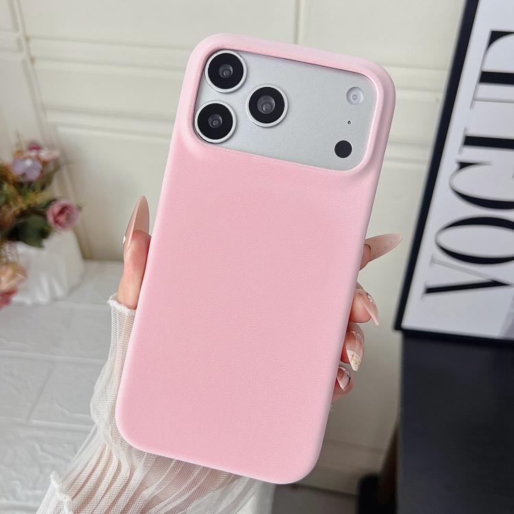 For iPhone 17 Pro Matte Velvet Finish PC + Vegan Leather Phone Case(Pink)