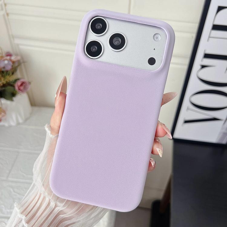For iPhone 17 Pro Matte Velvet Finish PC + Vegan Leather Phone Case(Purple)