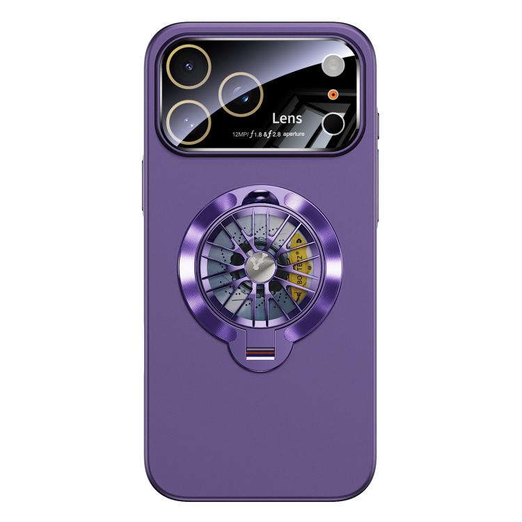For iPhone 17 Pro Max Glaze PC Camera Window Gyro Kickstand Magnetic Phone Case(Purple)