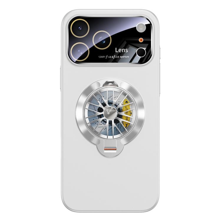 For iPhone 17 Pro Max Glaze PC Camera Window Gyro Kickstand Magnetic Phone Case(White)