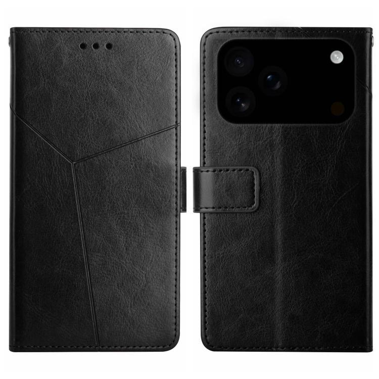 For iPhone 17 Pro Max HT01 Y-shaped Pattern Flip Leather Phone Case(Black)