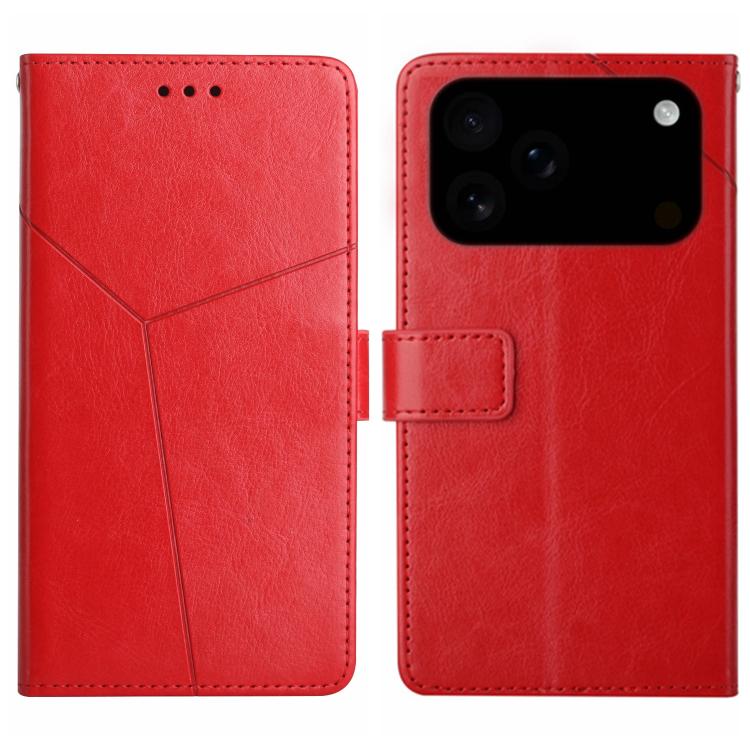 For iPhone 17 Pro Max HT01 Y-shaped Pattern Flip Leather Phone Case(Red)