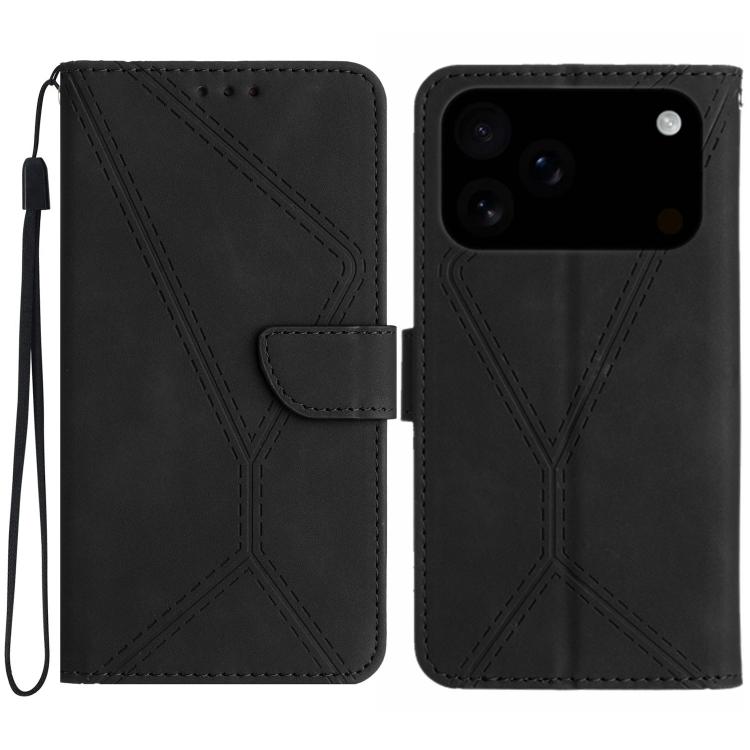 For iPhone 17 Pro Max Stitching Embossed Leather Phone Case(Black)