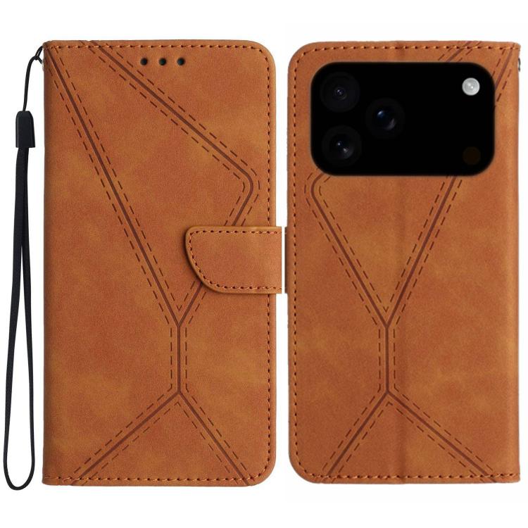 For iPhone 17 Pro Max Stitching Embossed Leather Phone Case(Brown)