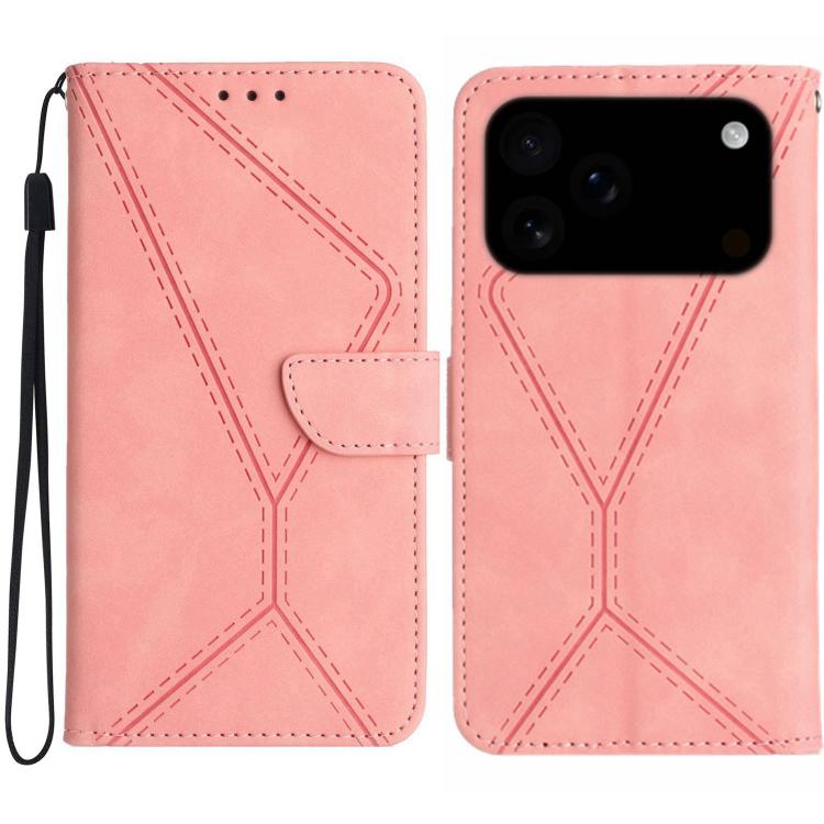 For iPhone 17 Pro Max Stitching Embossed Leather Phone Case(Pink)