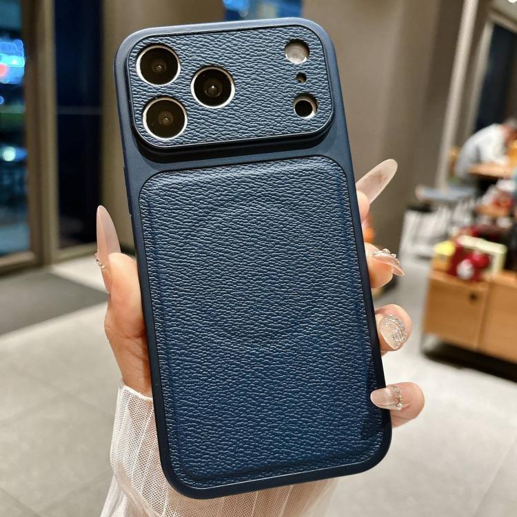 For iPhone 17 Pro Max Transforms Into 17 Large Window Litchi Texture Magnetic Phone Case(Dark Blue)