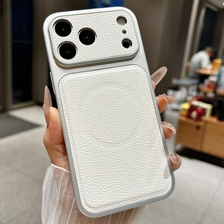 For iPhone 17 Pro Max Transforms Into 17 Large Window Litchi Texture Magnetic Phone Case(White)