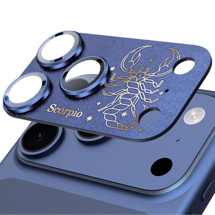For iPhone 17 Pro Max Twelve Constellations Armor Integrated Full-Coverage Frosted Metal Camera Lens Film, Zodiac:Scorpio(Blue)