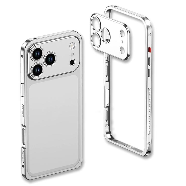 For iPhone 17 Pro Max Ultra-Thin Alloy Metal Frame Shockproof Phone Case with  Lens Frame(Silver)
