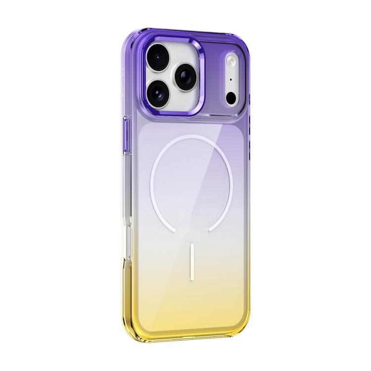 For iPhone 17 Pro Metal Lens Frame Gradient PC MagSafe Phone Case(Purple)
