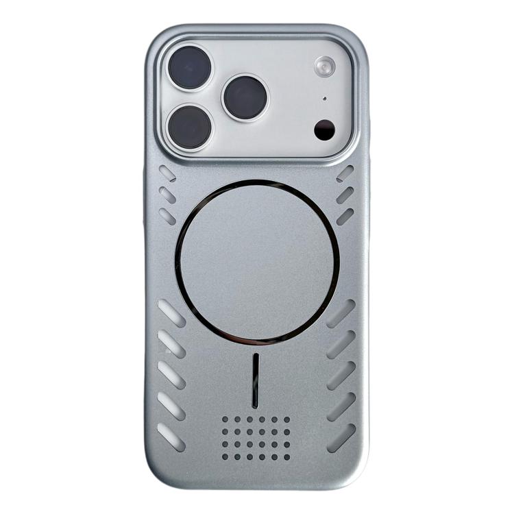 For iPhone 17 Pro Metallic Paint Cooling PC Magnetic Phone Case(Crescent Silver)