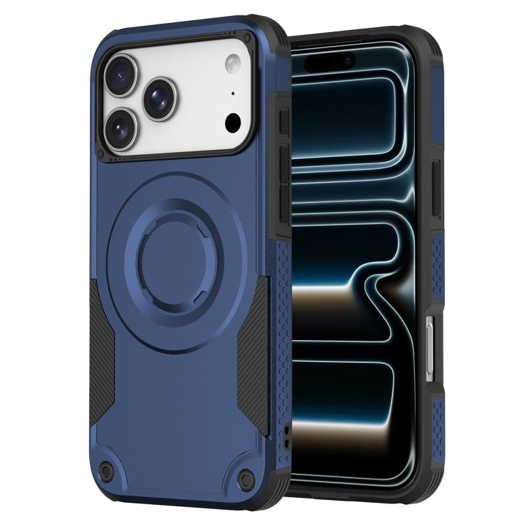For iPhone 17 Pro Metallic Paint Magnetic PC Hybrid TPU Phone Case(Blue)