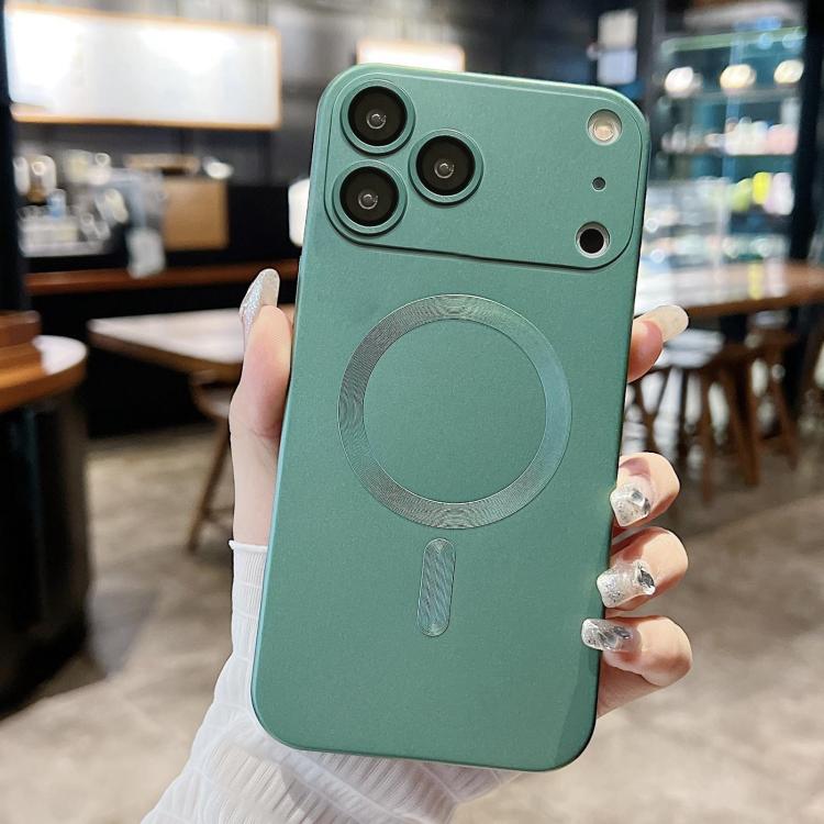 For iPhone 17 Pro Metallic Paint Magsafe Liquid TPU Phone Case(Green)