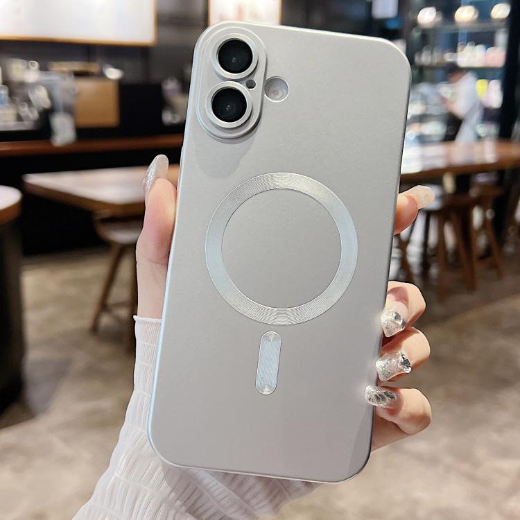 For iPhone 17 Pro Metallic Paint Magsafe Liquid TPU Phone Case(Silver)