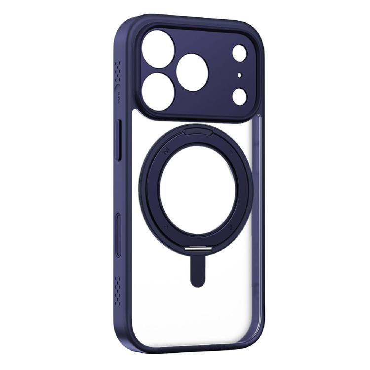 For iPhone 17 Pro MOMAX Magsafe Magnetic Metal Rotating Holder Phone Case(Blue)