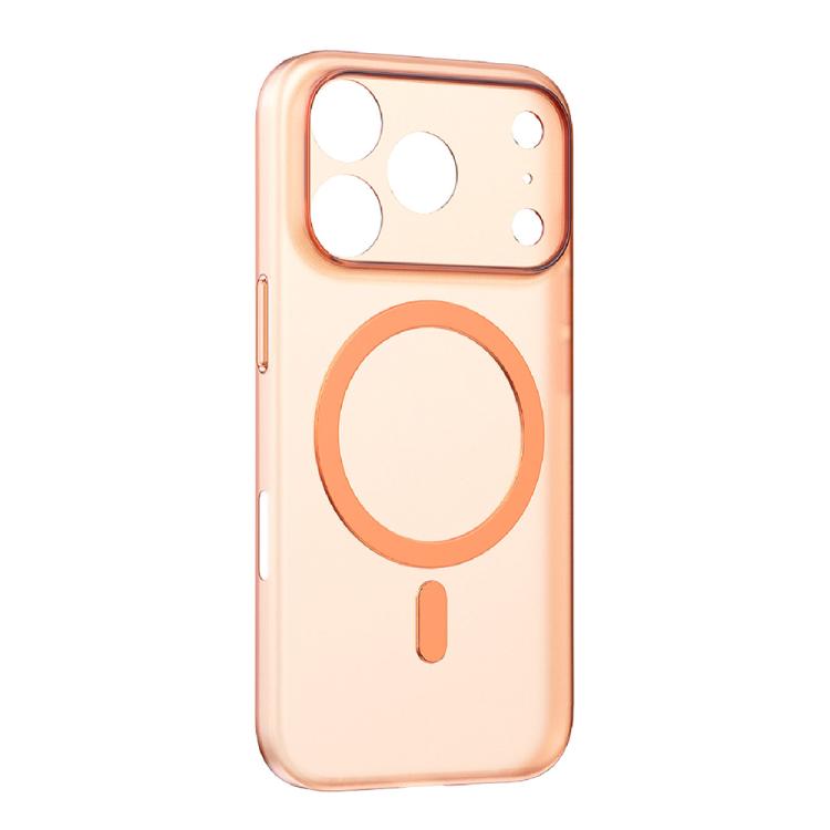 For iPhone 17 Pro MOMAX Ultra-thin Magnetic MagSafe PC Phone Case(Transparent Orange)