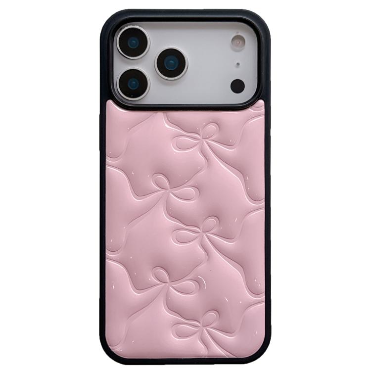 For iPhone 17 Pro Multi-Bow Electroplated PU Embossed TPU Phone Case(Pink)