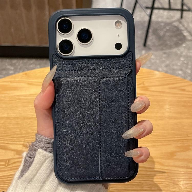 For iPhone 17 Pro Multifunctional Premium Card Bag Holder Phone Case(Blue)