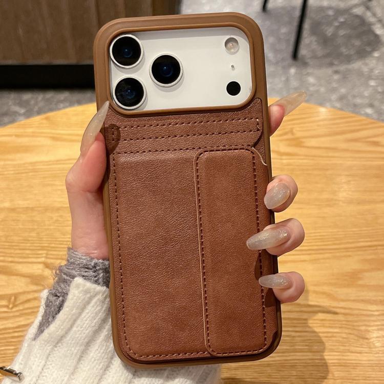 For iPhone 17 Pro Multifunctional Premium Card Bag Holder Phone Case(Coffee)