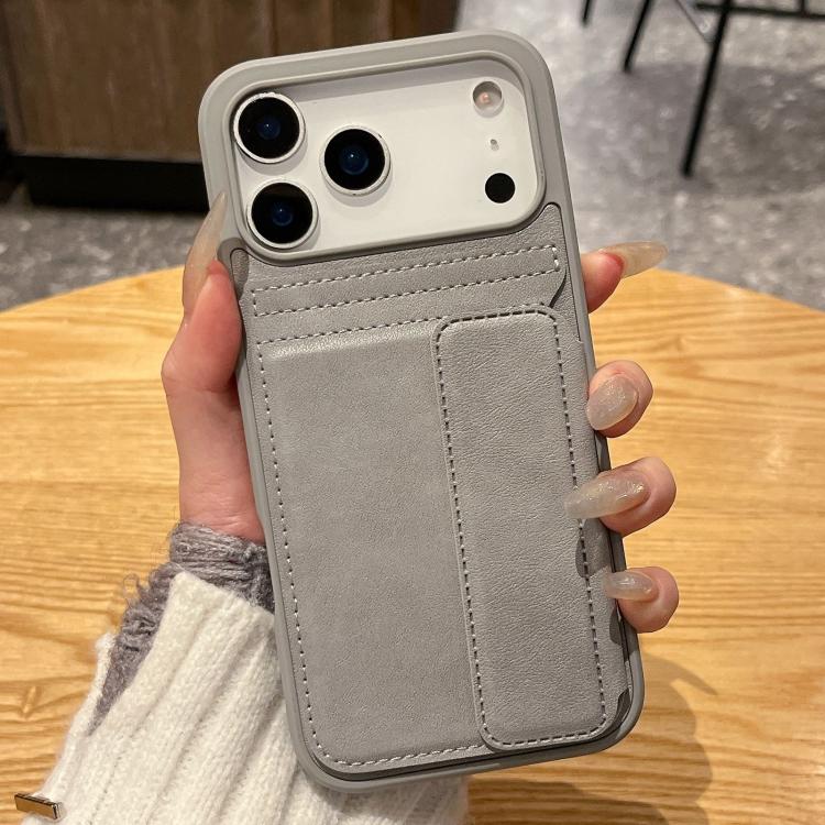 For iPhone 17 Pro Multifunctional Premium Card Bag Holder Phone Case(Grey)