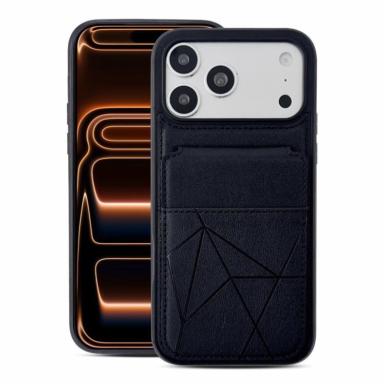 For iPhone 17 Pro Multifunctional Vertical Flip Card Wallet Holder Vegan Leather Back Phone Case(Black)