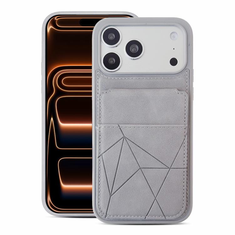 For iPhone 17 Pro Multifunctional Vertical Flip Card Wallet Holder Vegan Leather Back Phone Case(Grey)