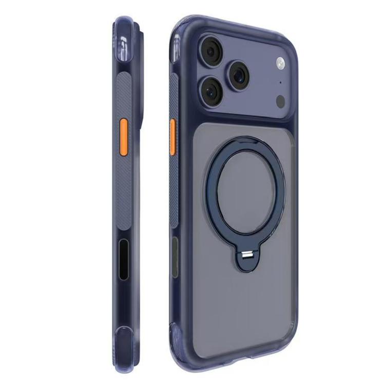 For iPhone 17 Pro Mutural ArtShield Series Magnetic Holder Phone Case(Navy Blue)