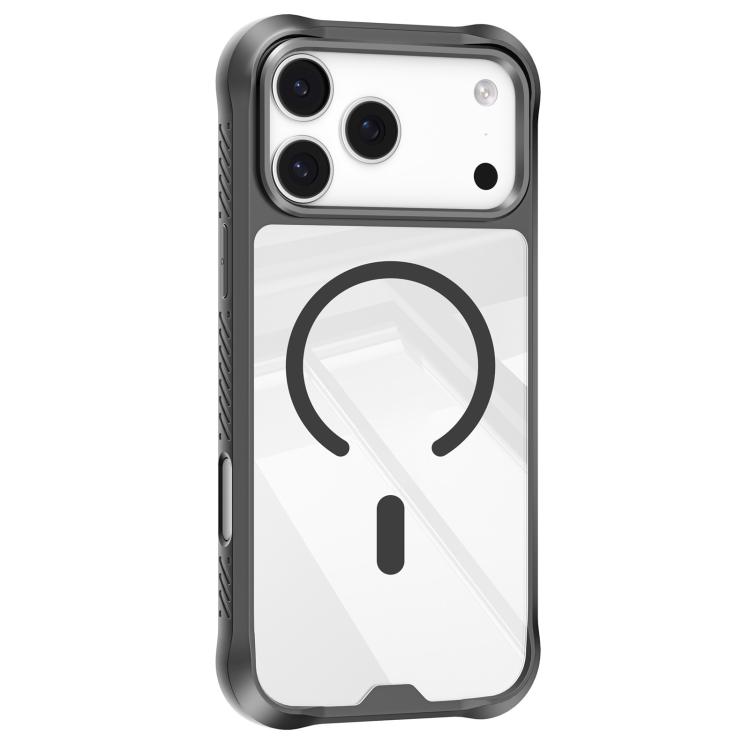 For iPhone 17 Pro Mutural Clear Armor Series MagSafe PC Hybrid TPU Phone Case(Dark Grey)