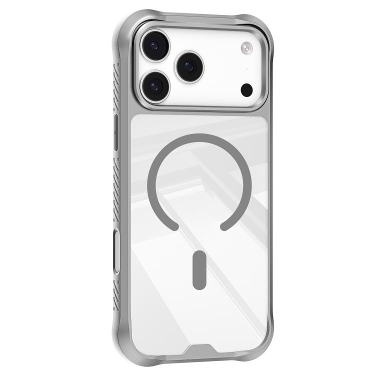 For iPhone 17 Pro Mutural Clear Armor Series MagSafe PC Hybrid TPU Phone Case(Light Grey)