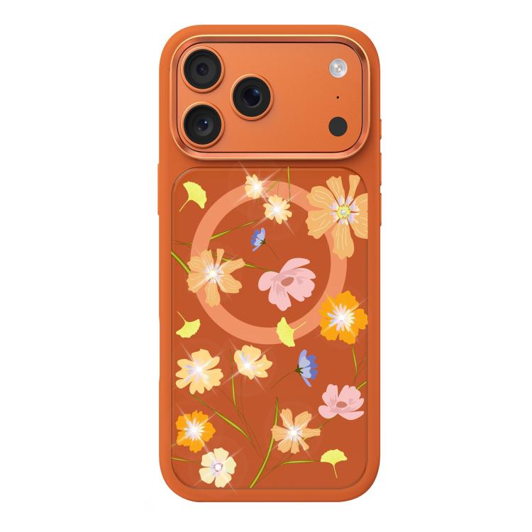 For iPhone 17 Pro Mutural Flora Story Series Magnetic Phone Case(Bright Orange)