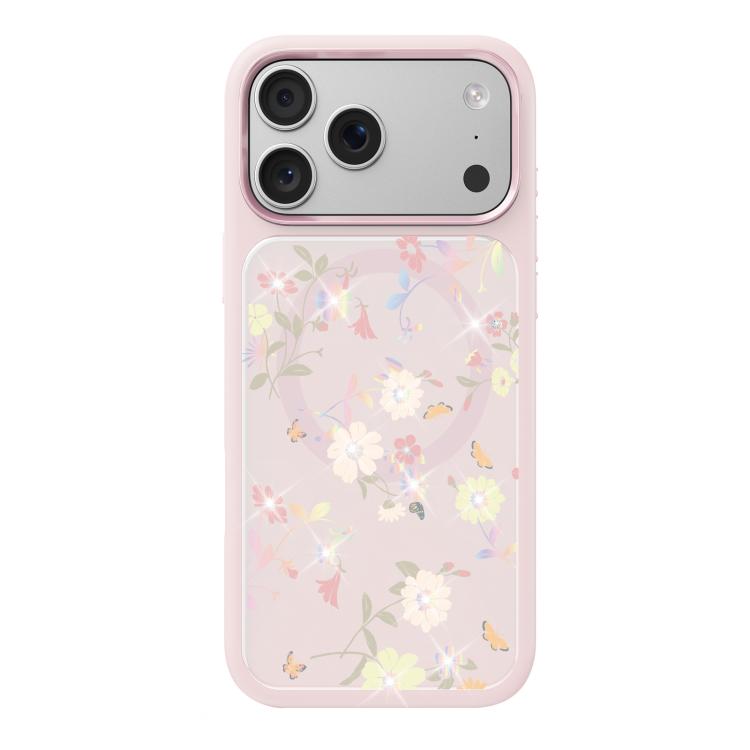 For iPhone 17 Pro Mutural Flora Story Series Magnetic Phone Case(Pink Blooms)