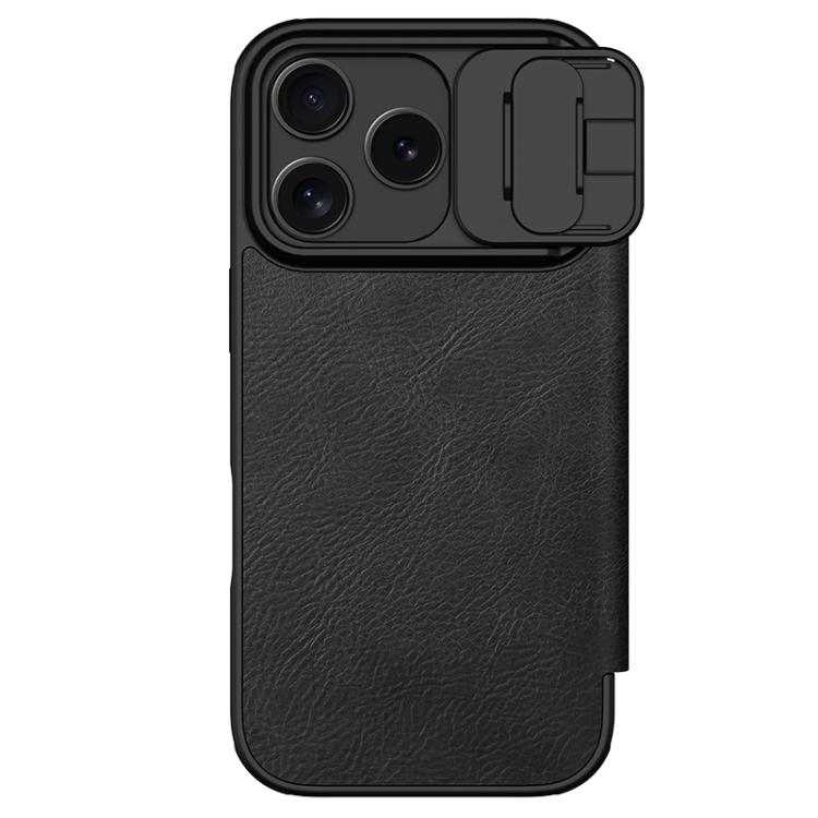 For iPhone 17 Pro NILLKIN QIN Series Pro Sliding Camera Cover Design Leather Phone Case(Black)