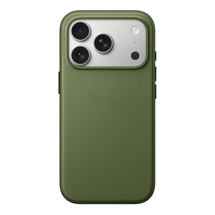 For iPhone 17 Pro Official Tech Fabric Texture Side-Stick TPU Magnetic Phone Case, No AI Camera Button(Green)