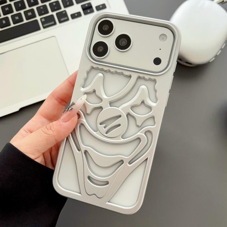 For iPhone 17 Pro Oil Spraying Hollow Out Clown Heat Dissipation TPU Phone Case(Silver)