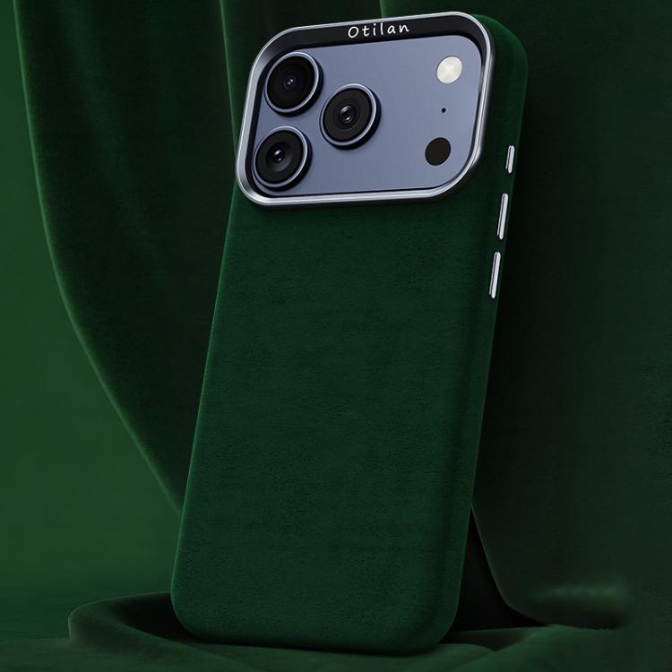 For iPhone 17 Pro Ottilan Series Full Coverage Magnetic Microfiber Leather PC Phone Case(Dark Green)