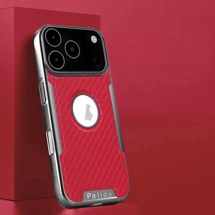 For iPhone 17 Pro Palida Y7 Electroplated Carbon Fiber Texture Lens Film Phone Case(Red)