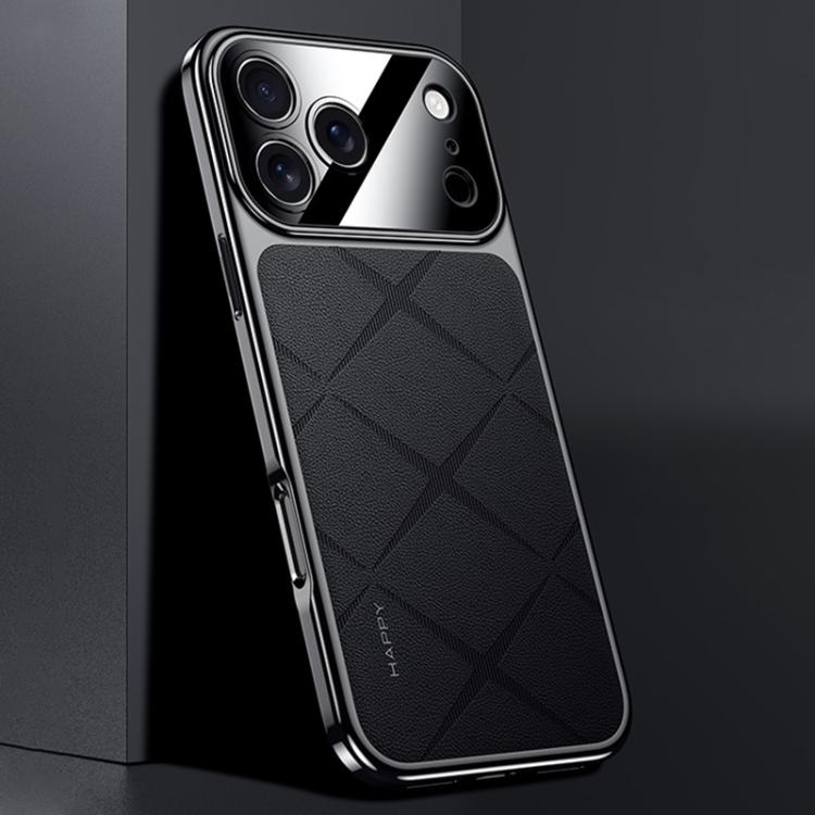 For iPhone 17 Pro Plain Leather PC Phone Case(Black)