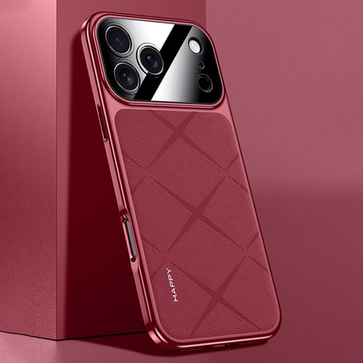 For iPhone 17 Pro Plain Leather PC Phone Case(Wine Red)