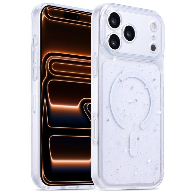 For iPhone 17 Pro Precise Hole Shockproof Gradient Epoxy Magnetic Phone Case(White)