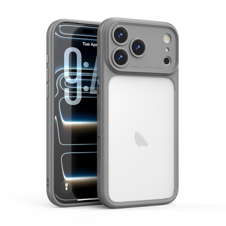 For iPhone 17 Pro Precision Hole PC Transparent Shockproof Phone Case(Gray)