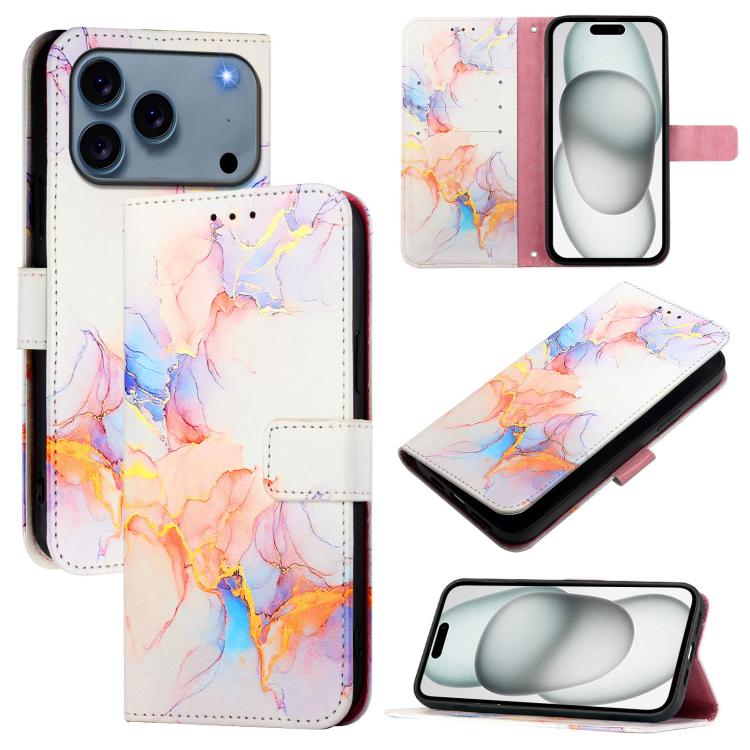 For iPhone 17 Pro PT003 Marble Pattern Flip Leather Phone Case(Galaxy Marble White)
