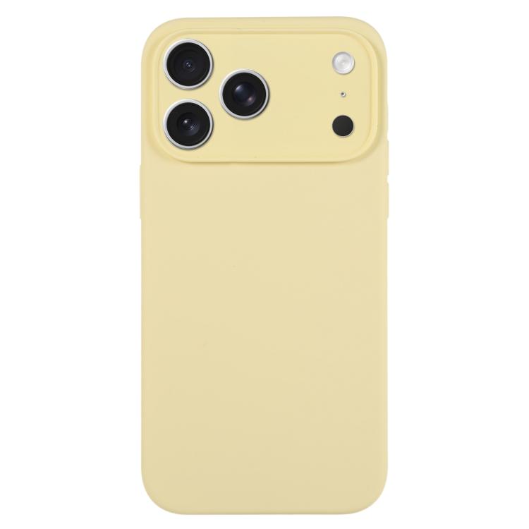 For iPhone 17 Pro Pure Color Liquid Silicone Fine Pore Phone Case(Creamy Yellow)