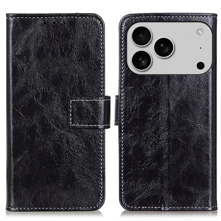 For iPhone 17 Pro Retro Crazy Horse Texture Horizontal Flip Leather Phone Case(Black)