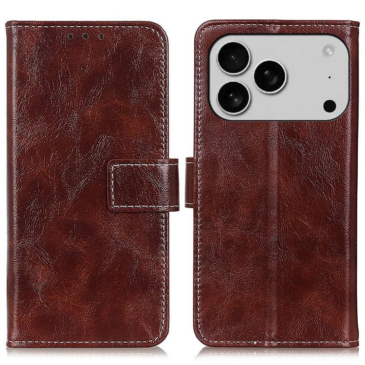 For iPhone 17 Pro Retro Crazy Horse Texture Horizontal Flip Leather Phone Case(Brown)