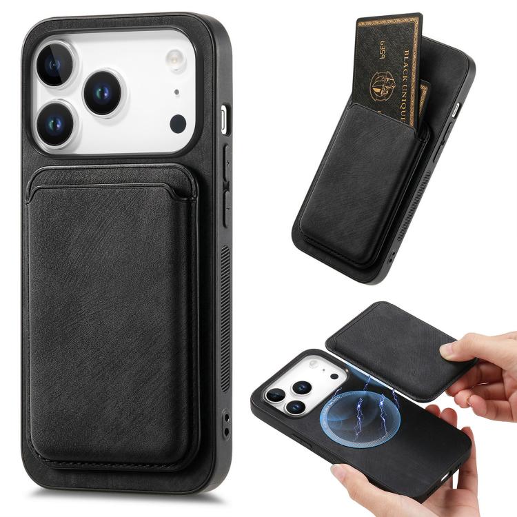 For iPhone 17 Pro Retro Leather Card Bag Magnetic Phone Case(Black)