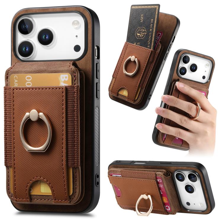 For iPhone 17 Pro Retro Splitable Magnetic Stand Card Bag Leather Phone Case(Brown)