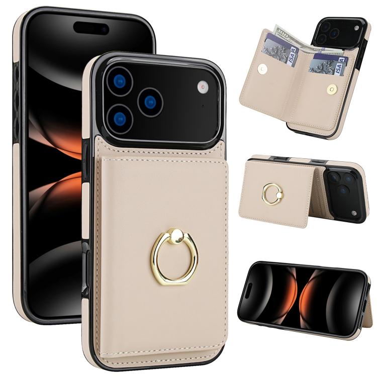 For iPhone 17 Pro RFID Anti-theft Card Ring Holder Phone Case(White)