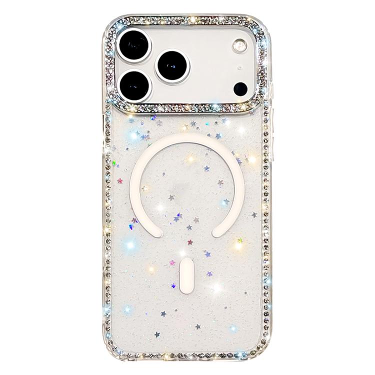 For iPhone 17 Pro Rhinestone Dual-side IMD PC Hybrid TPU Magnetic Phone Case(Glitter Stars)