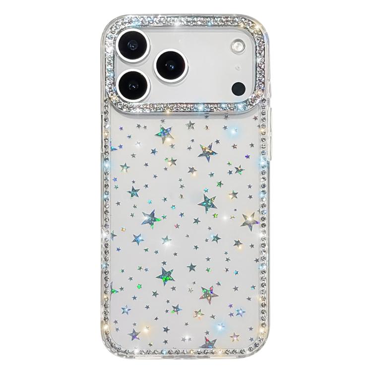 For iPhone 17 Pro Rhinestone Dual-side IMD PC Hybrid TPU Phone Case(Stars Transparent)